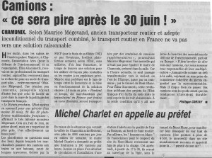 Le 14 Juin 2005, il était question de Transport Combiné à Chamonix.