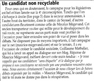 Le Messager du Genevois du 12 Janvier 2012