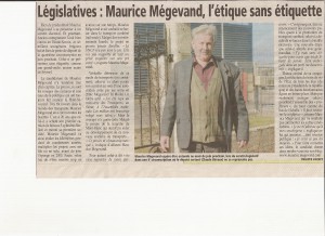 Le Messager du Genevois du 1er Mars 2012.